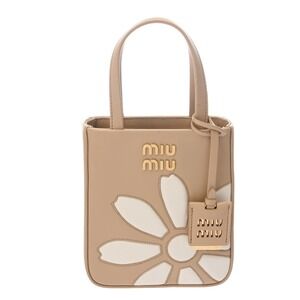 Miu Miu Flower Motif Beige Calfskin Handbag